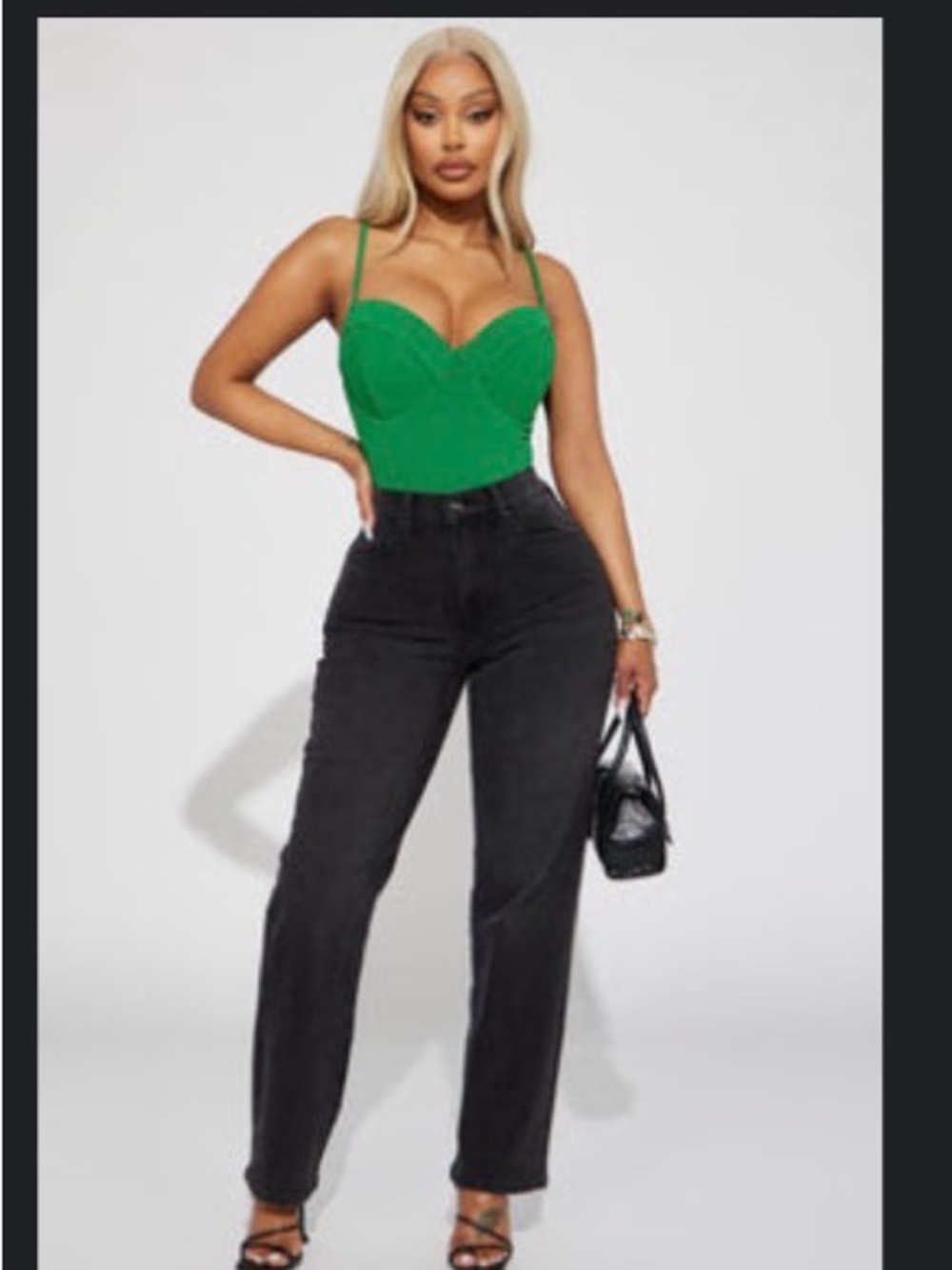 Fashion Nova Black/Gray Wide Leg Jeans